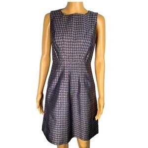 Banana Republic Houndstooth Silk Silver Black Sheath Mini Dress Women’s Size 0